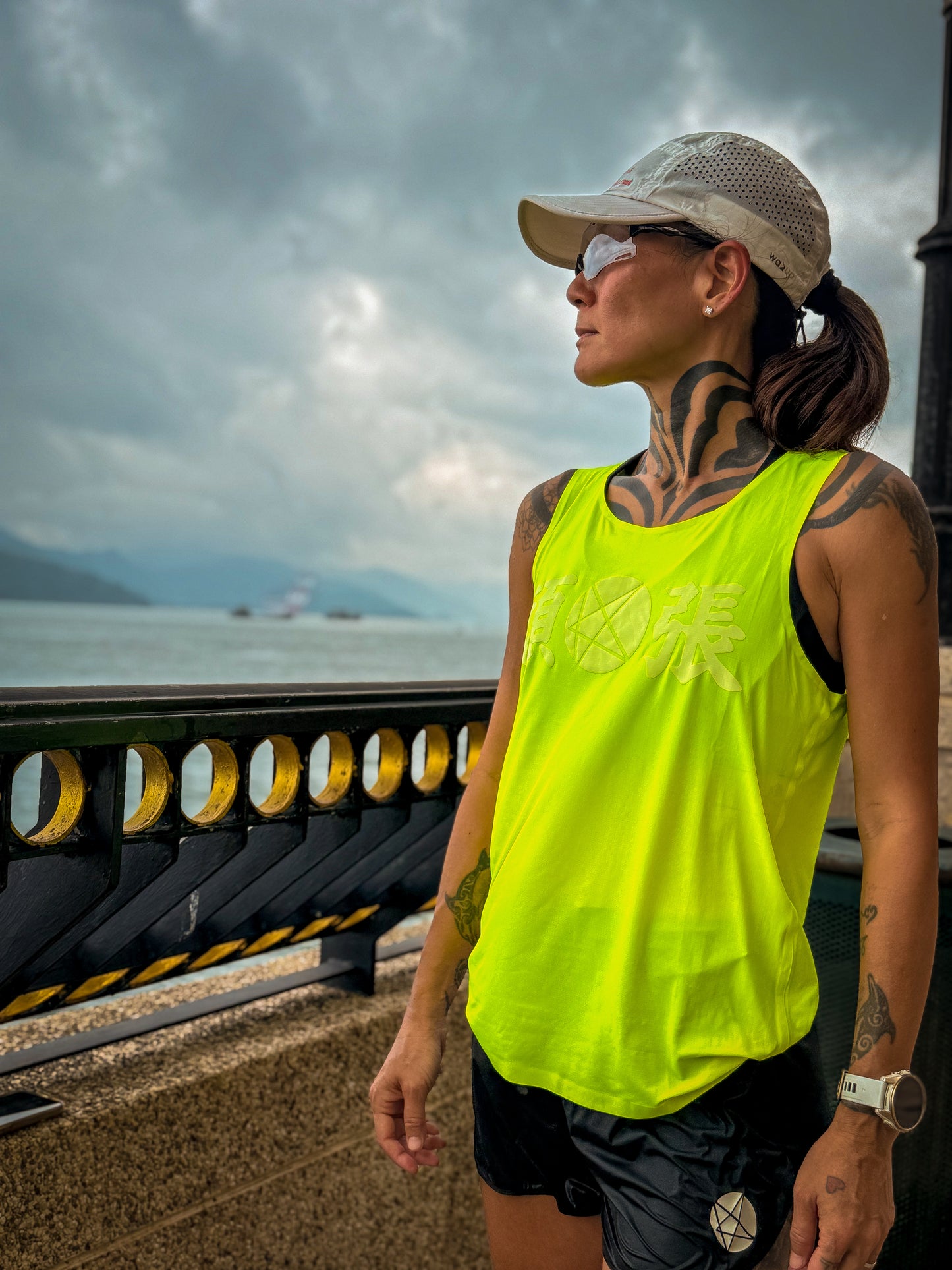 頑張螢光黃短袖排汗背心 Ganba Running Vest (Fluorescent Yellow) - UNISEX