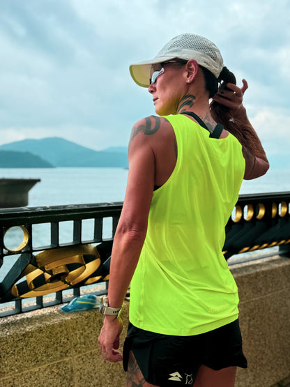 頑張螢光黃短袖排汗背心 Ganba Running Vest (Fluorescent Yellow) - UNISEX
